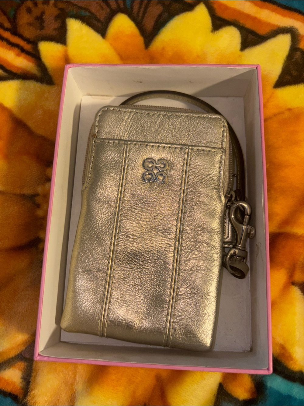 Coach Julia Metallic Silver Phone Wristlet NIB